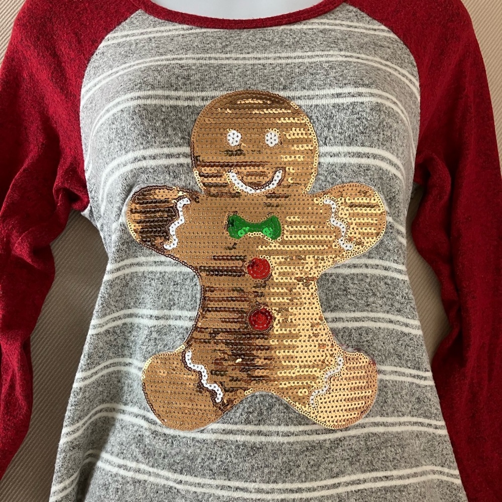 Festive Gingerbread Sequin Sweater